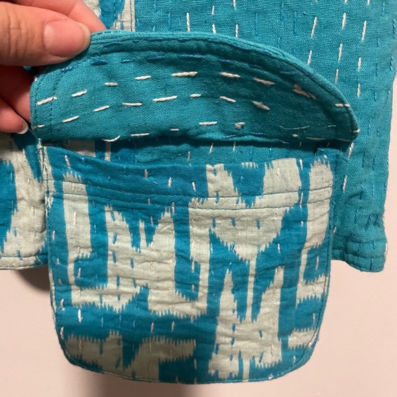 Turquoise and White Patterned Ikat Vest - NWT - Picture 4 of 10